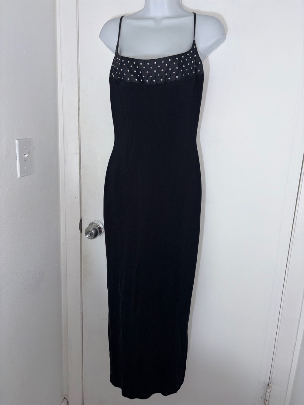 Nicole Bakti Black Beaded Bodice Maxi Dress
